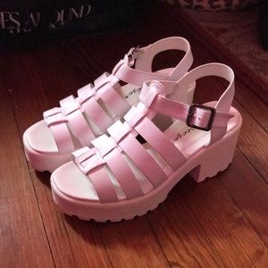 White Block Sandal Heels